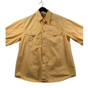 Columbia Sportswear Company Mens Button Down Fishing Shirt Short Sleeve Yellow M
